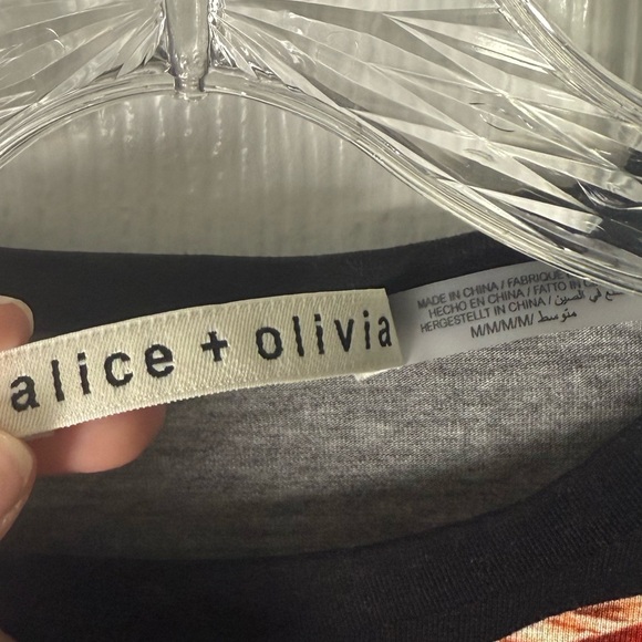 Alice + Olivia Delaina Long Sleeve Top in Le Parisien Black M - Picture 6 of 8